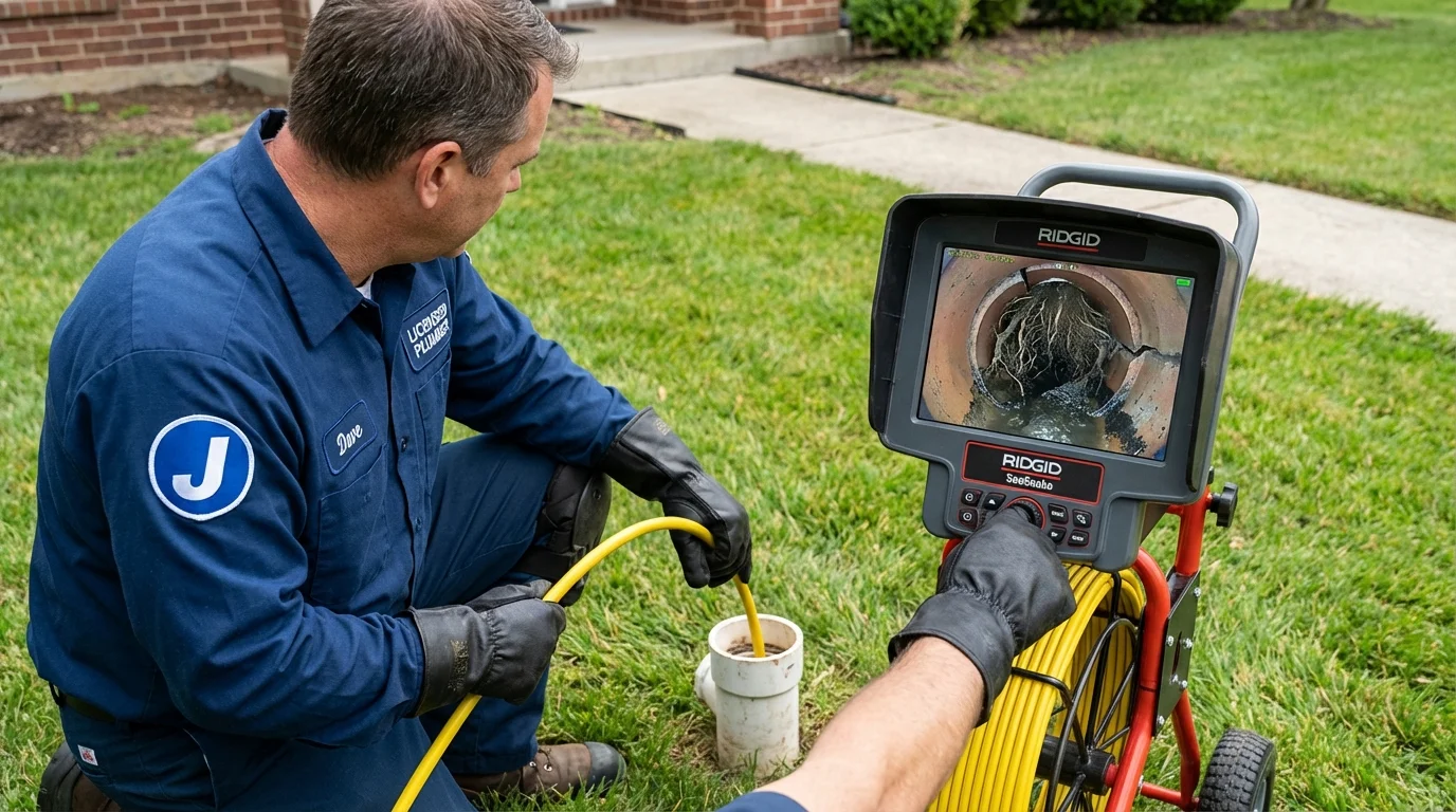 Sewer camera inspection being performed by Johns Plumbing LLC in Hopkins